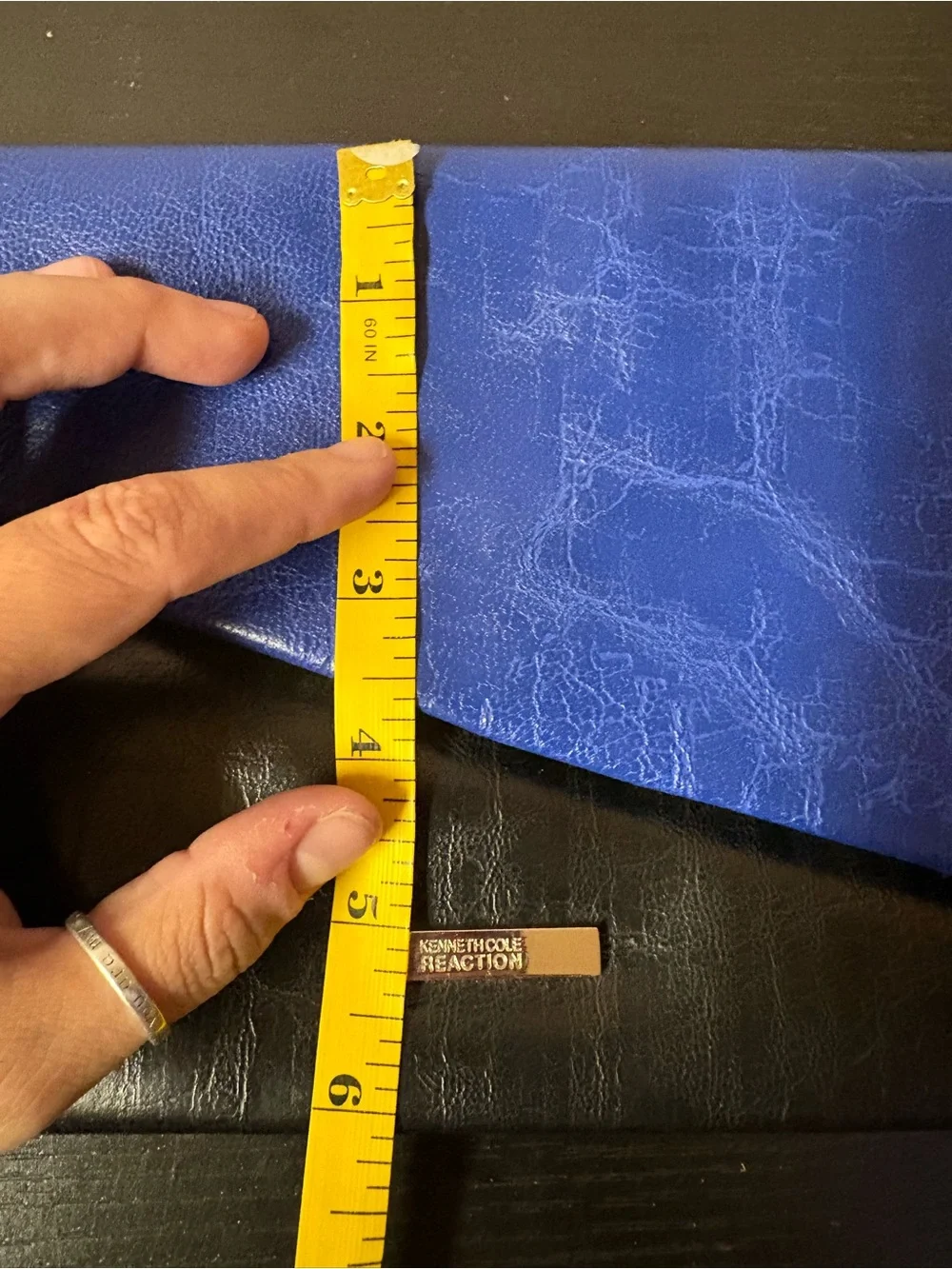 Kenneth Cole Reaction Blue Black Colorblock Envelope Clutch Bag